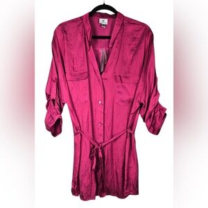 Worthington Pink Button Down Shirt with Notched Collar and Tie Front NWT💕